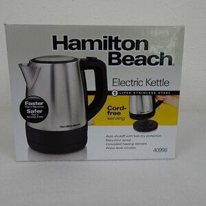 Hamilton Beach Electric Kettle NEW Cord Free 1 Liter Auto Shutoff